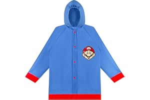 Nintendo Super Mario Toddler Boys' Blue Waterproof Hooded Rain Slicker