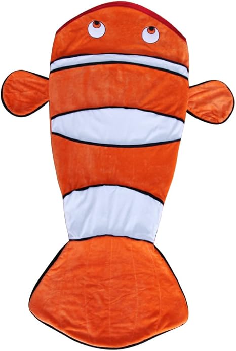 Amazon Com Evernew Crystal Cashmere Cartoon Clown Fish Sleeping Bag Blanket Children S Day Gifts For Kids Orange Home Kitchen
