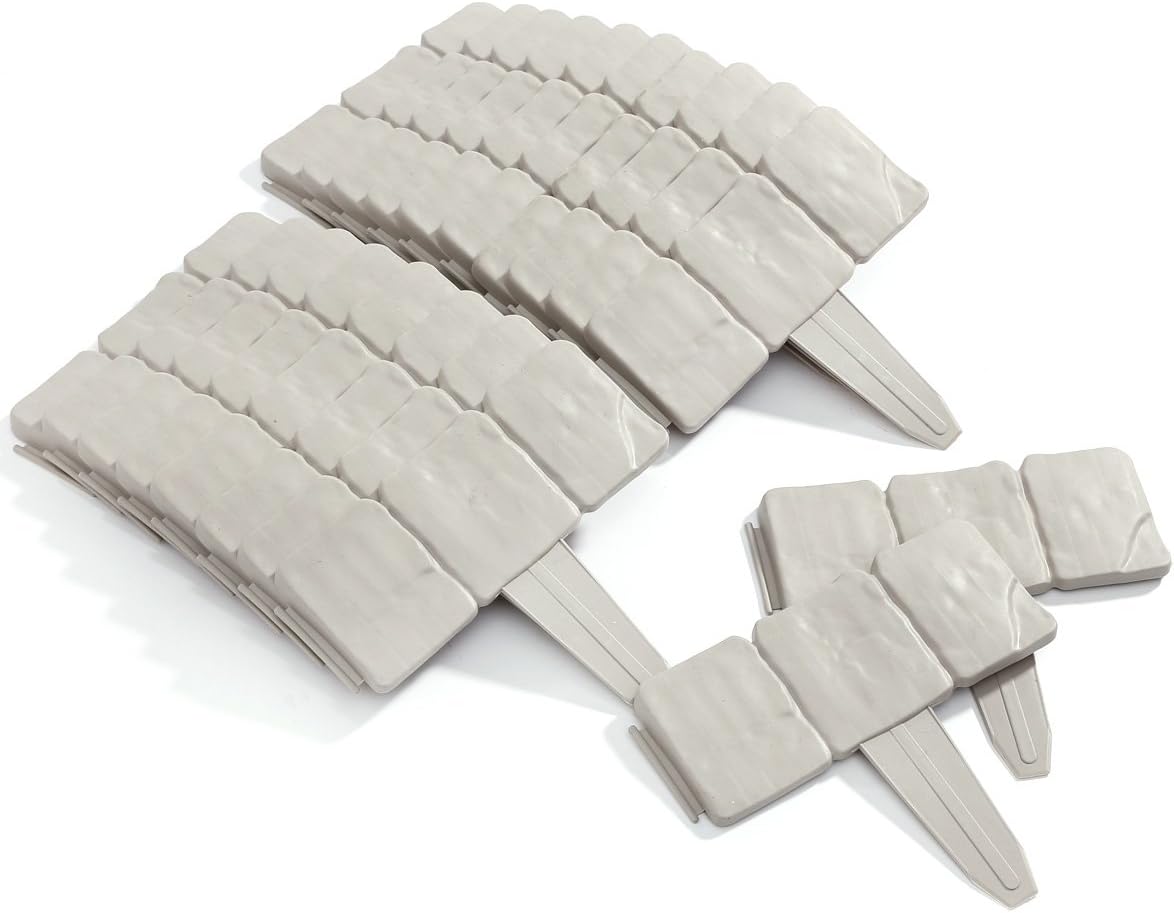 Cobbled Stone Effect Plastic Garden Lawn Edging Plant Border Colors 10PCS (Grey(20PCS))