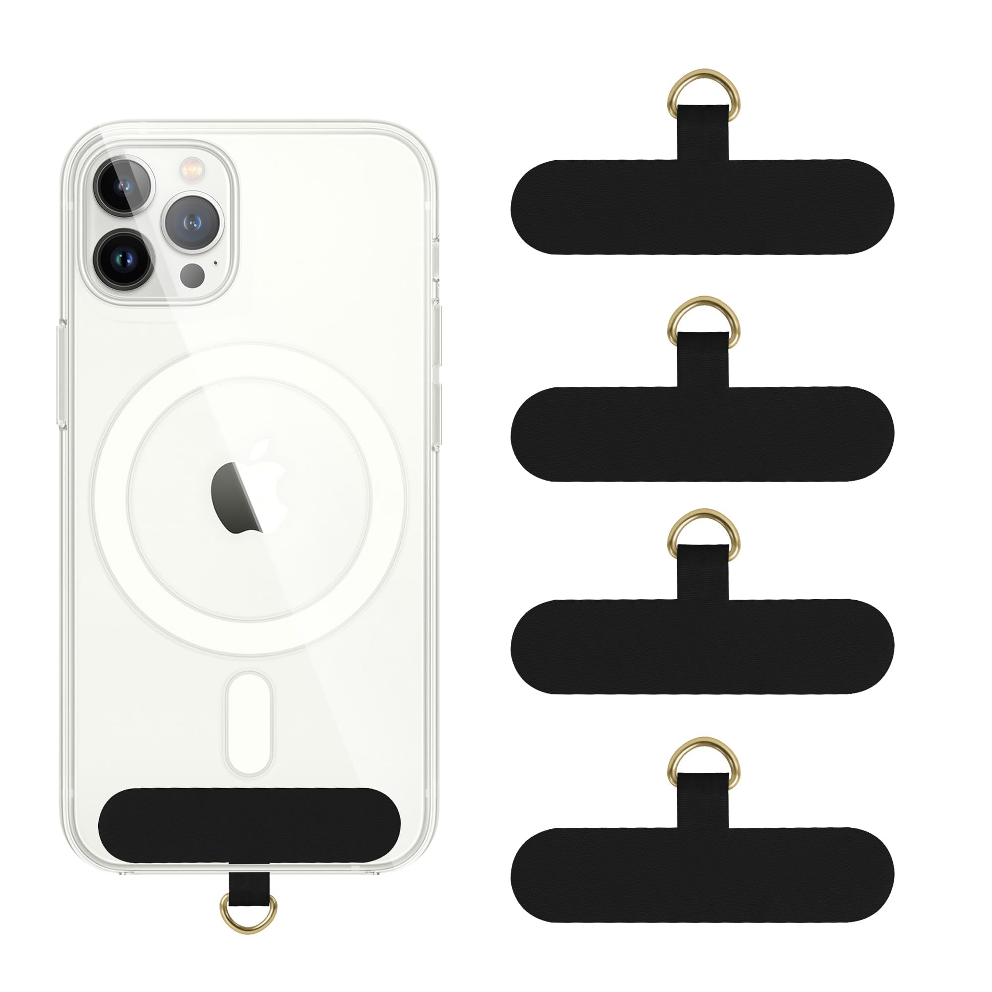 takyu Phone Tether Tab, 4 Pack Universal Phone Safety Tether Connector Without Adhesive Compatible for Most Smartphones (Black)