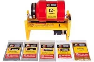 MJR Tumblers Single Barrel Rock Tumbler with Grit Media Kit - Polishing Tool for Adults and Kids Rock Polisher Machine with Grit & Plastic Pellets for Polishing Stones, 12 lb