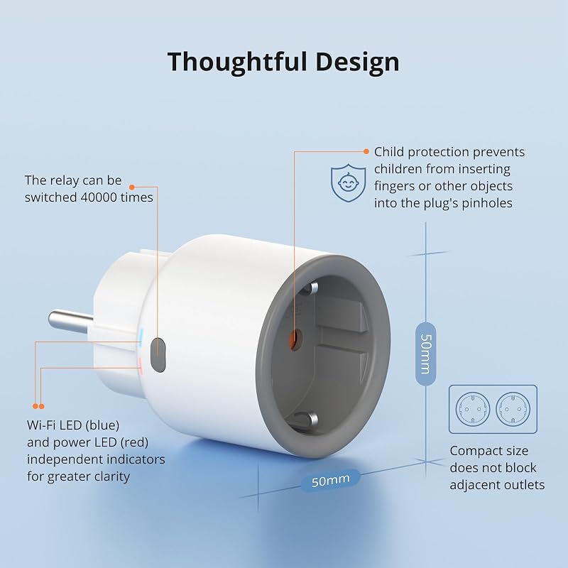 S60TPF Enchufe Inteligente Wi-Fi (con Monitoreo Energético), Programar el Encendido/Apagado, Ahorro Energía, Compatible con Alexa y Google Home, 4 Pack