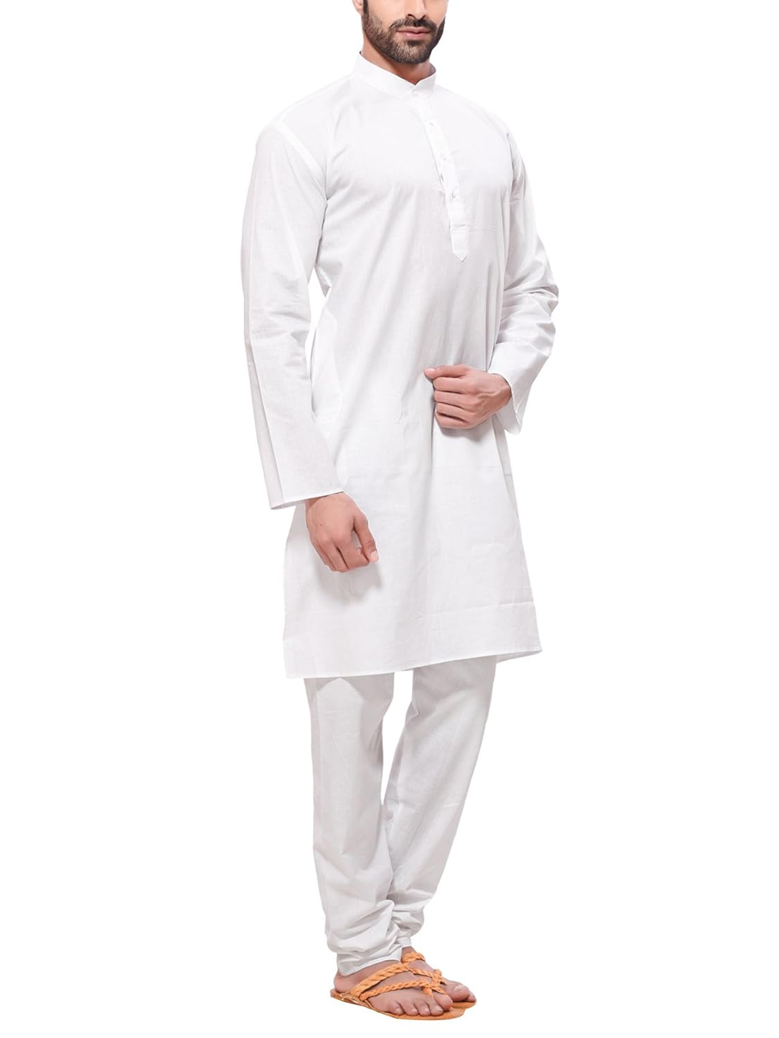 rg designers men's cotton plain white a kurta pyjama