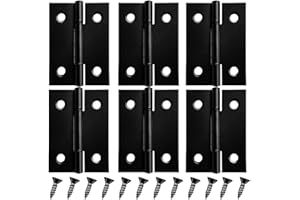 SYMI SMMR 6 PCS 2 inches Black Door Hinge Cabinet Door Hinges Stainless Steel Butt Hinges Home Furniture Hinges Bisagras for Door, Window, Case Lid, Wooden Box Chest with 36 Mounting Screws, Black