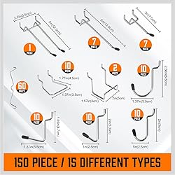 HORUSDY 150-Piece Pegboard Hooks