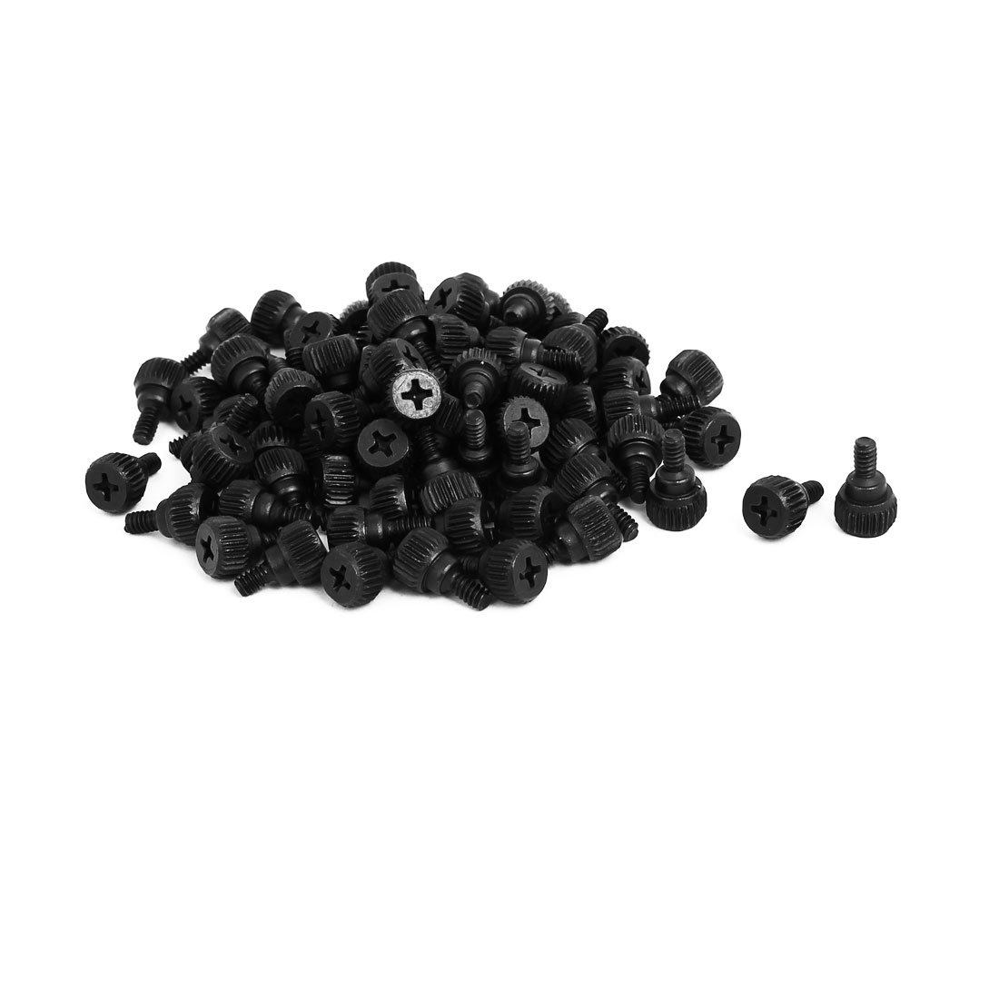 sourcing map PC Computer Case Metal Thumbscrews Thumb Screws Black 80pcs
