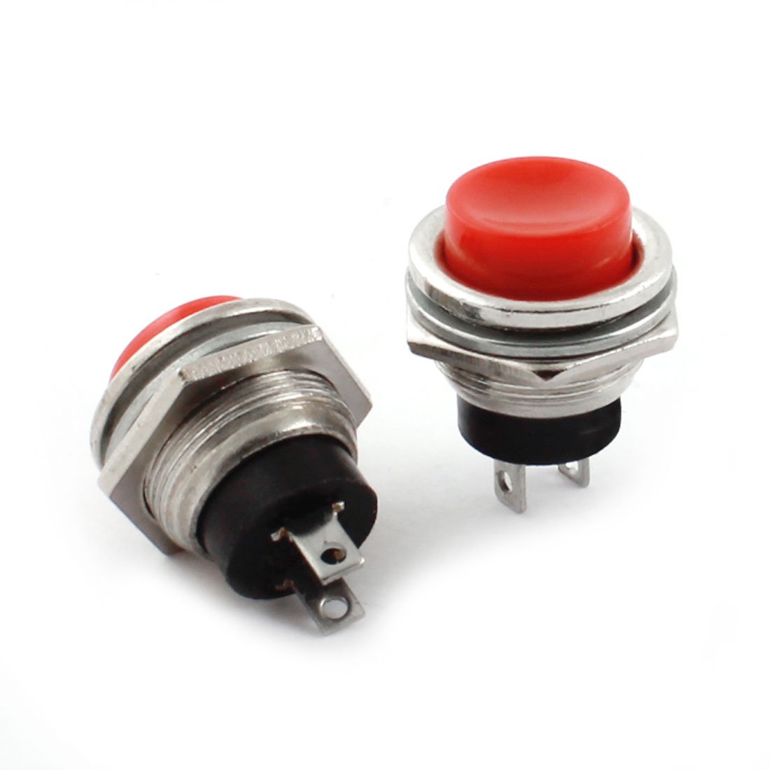 Sourcingmap 2Pcs 2 Pins Red Cap 14mm Thread Momentary Push Button Switch AC125V 3A