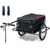 Aecskul Bike Cargo Trailer, Bicycle Wagon Cart with Universal Hitch, Handle Cart 160 lbs Load Capacity, Shockproof by Spring Suspension, with Waterproof Bag Wheel 16&rsquo;&rsquo;