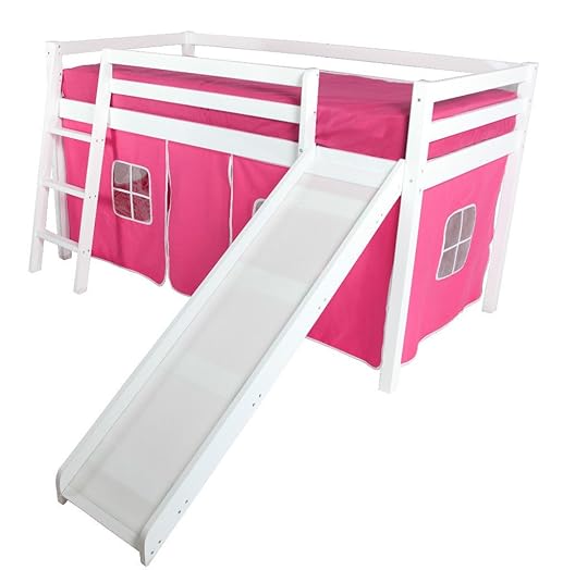Beddybows Cabin Bed Mid Sleeper Loft Bunk Tent Curtain Only Pink
