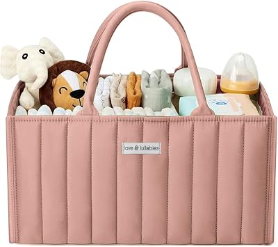 love & lullabies Nappy Caddy Organiser Blush Pink Baby Basket