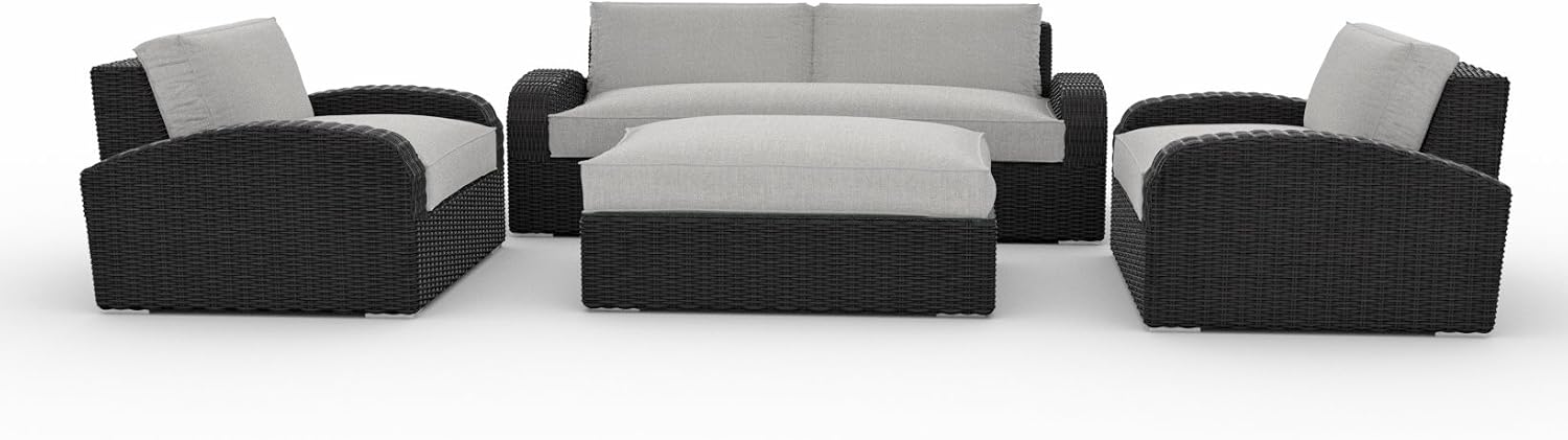 Toja Azores Outdoor Patio Sofa Set 4 Pcs Wicker Rattan Body With Sunbrella Cushions Cast Silver Amazon Ca Patio Lawn Garden
