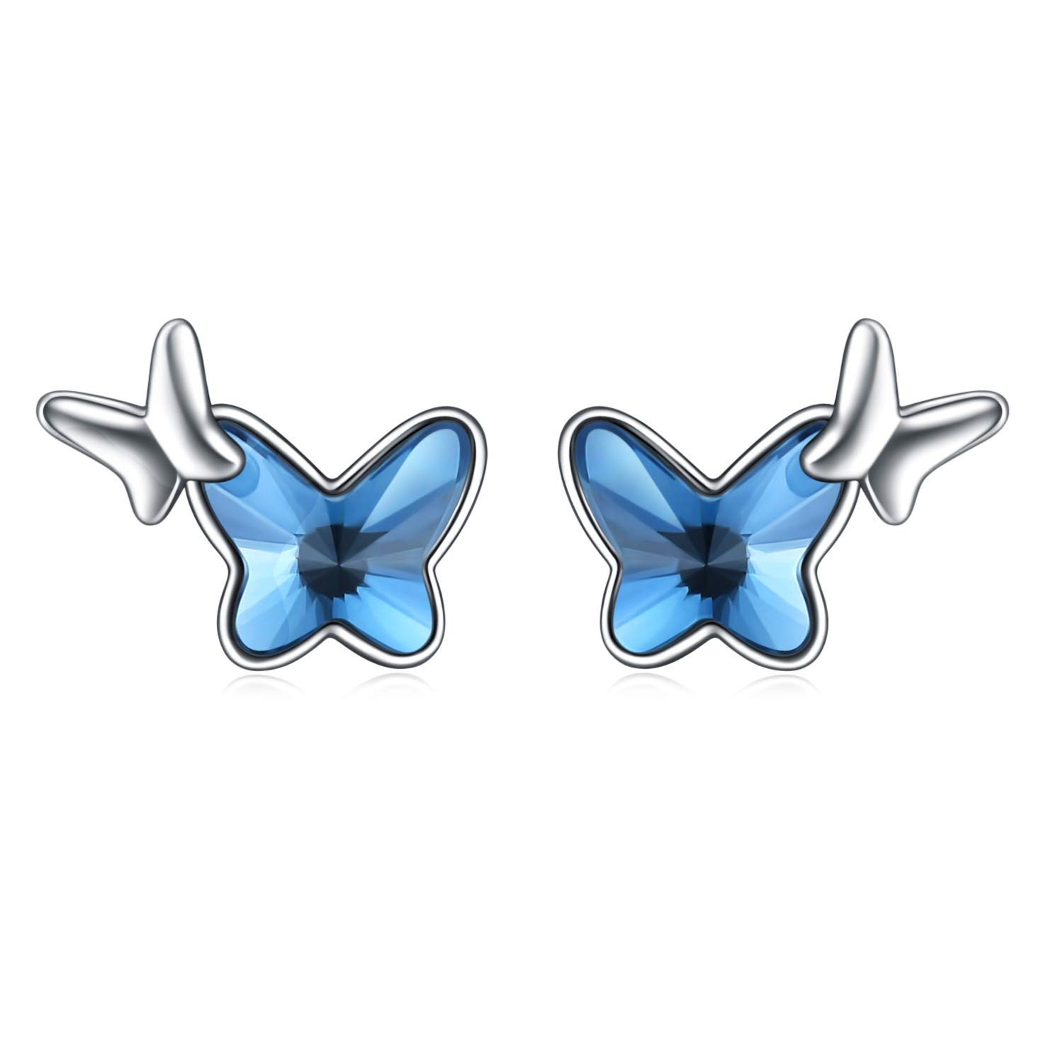 Sterling Silver Butterfly Stud Earrings for Women Girls Daughter