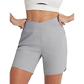 baleaf Women's 7" Athletic Running Long Shorts UPF 50+ Quick Dry Workout Hiking Crossover High Waisted Zipper Pocket