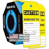 Accuform Signs TAR136 Tags by-The-Roll Inspection and Status Tags, Legend "Caution Barricade TAG", 6.25" Length x 3" Width x 