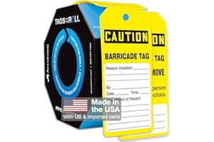 AccuformNMC 100 Safety Tags by-The-Roll, Caution Barricade, US Made OSHA Compliant Tags, Waterproof PF-Cardstock, Resists Tears, 6.25"x3", TAR136