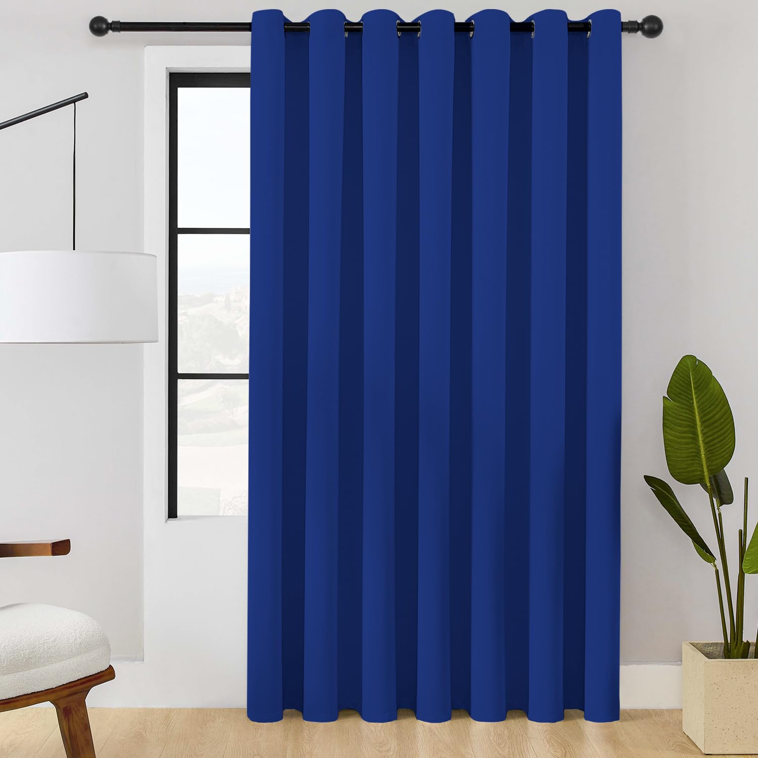 ChrisDowa Room Divider Curtain 90 Inches Long, Wide Blackout Sliding Door Curtain for Bedroom, Room Darkening Privacy Window Curtain for Patio Door (1 Panel Set, Royal Blue, 100 x 90 Inch) Image