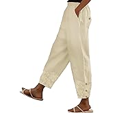 LOVESHOOT Women Linen Pants Summer 2026 High Waist Comfy Gauze Slacks Lightweight Casual Loose Trousers with Pockets