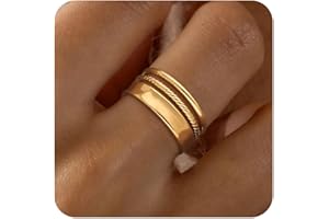 TOBENY Stackable Gold Rings for Women Non Tarnish Trendy 14K Gold Plated Stacking Cubic Zirconia Thin Thumb Ring Set Dainty Promise Wedding Bands Engagement Statement Rings for Women Size 6 7 8 9 10