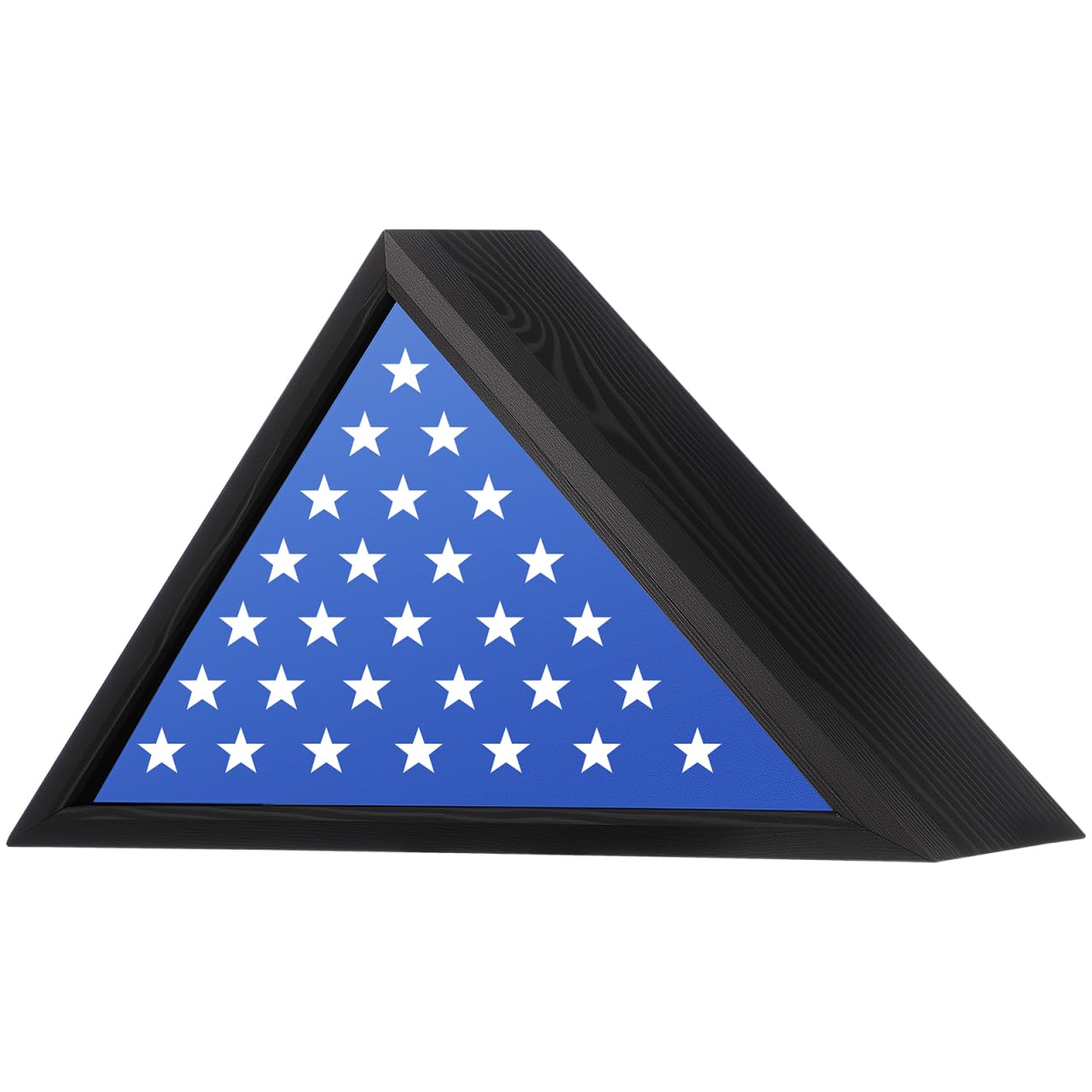 Lurrose Wooden Triangle Flag Holder 17.32 Inch National Flag Storage Box with Protective Cover for Wall Mount Display and Country Style Decor