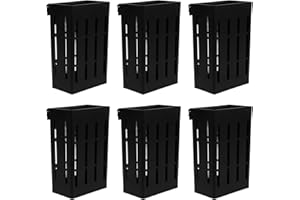 PRETYZOOM 6pcs Utensil Drying Rack Plastic Wall Mounted Silverware Holder Cutlery Basket with Hooks for Kitchen Black