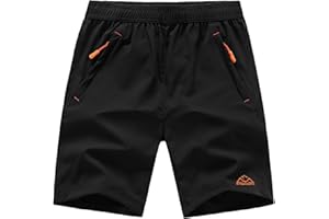 TBMPOY Men's Hiking Shorts Quick Dry Athletic Gym Workout Short with Zipper Pockets