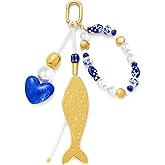 ENSKEFEN Gold Keychains for Women Cute Shell Starfish Conch Bag Charms Keyrings Summer Beach Ocean Keychain Accessories