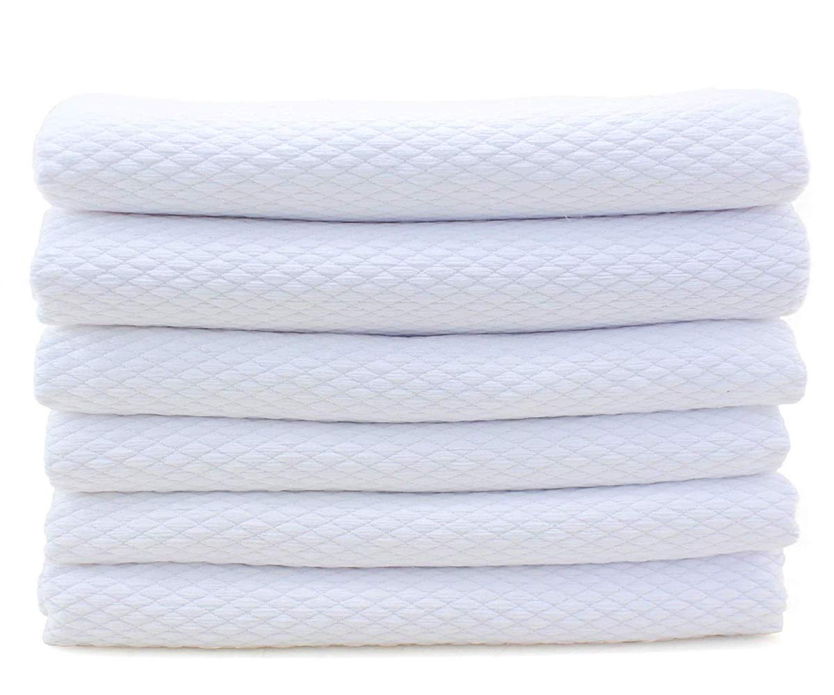 HIDMD Microfibre Polishing Cloths Microfiber Cleaning Towels Lint free for Dishes Glasses Car Windows Mirrors Screen TV Tablets Camera 30X40CM White 6PCS