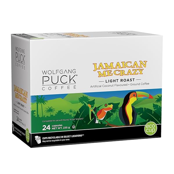 WOLFGANG PUCK COFFEE JAMAICAN ME CRAZY FLAVORED COFFEE SINGLE SERVE CUPS FOR KEURIG, 24 COUNT (060731740002)