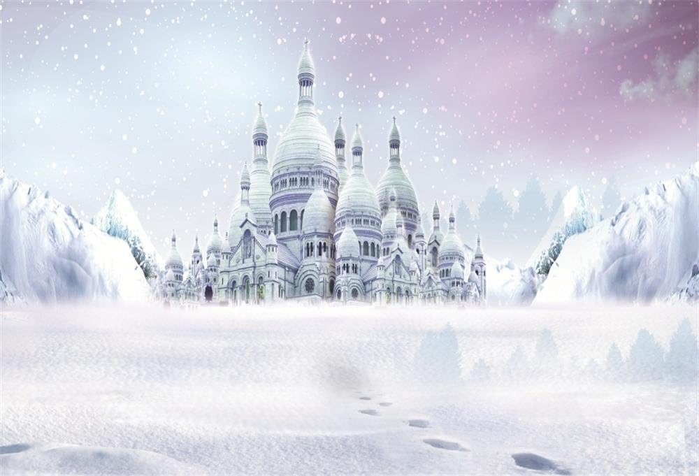 Amazon Com Laeacco Dreamy Castle Heavy Snow Day Photography Background 7x5ft Winter Snow Field Ice Mountain Castle Princess Landcape Background Studio Props Camera Photo