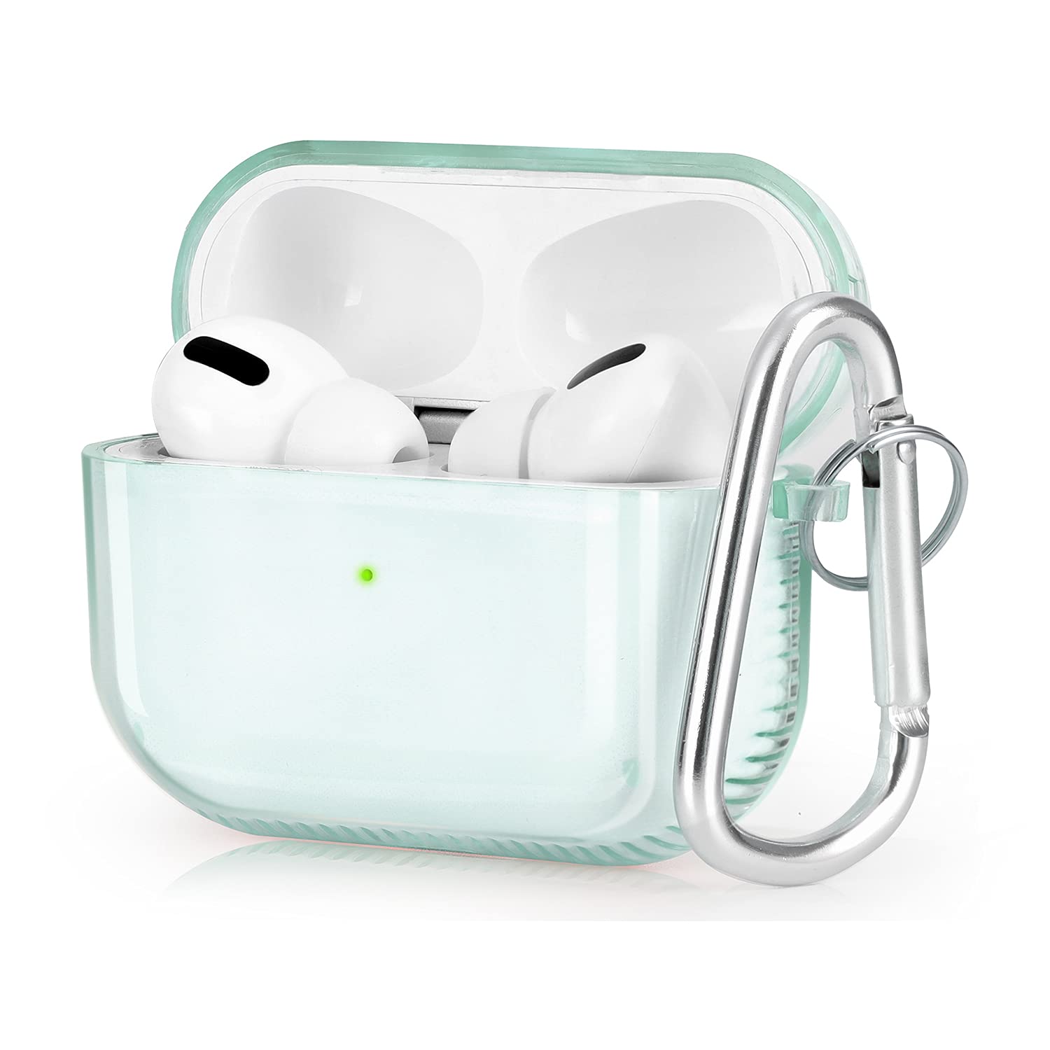 Photo 1 of KOREDA Protective Cover Compatible with AirPods Pro & AirPods Pro 2 Case, Soft Clear Full Protective Case Shockproof Cover with Keychain Set for Airpods Pro 2nd Generation/1st Generation Case (Green)
