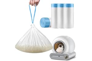 LEADGOODS Self-Cleaning Cat Litter Box, Drawstring Cat Litter Box Liners, 60 Count Waste Drawer Liners Bags Replacement Compatible with Self-Cleaning Litter Box Robot Cat Litter Waste Receptacles Bags