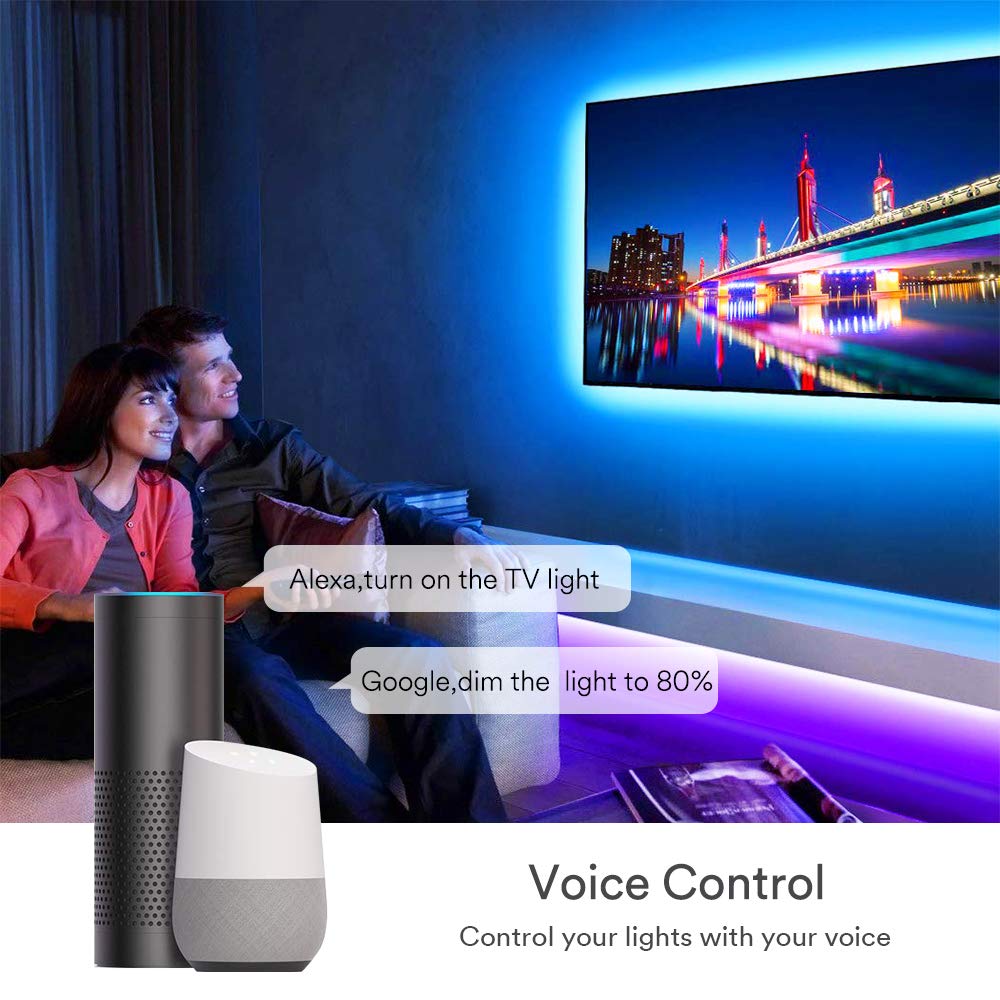 Lumary Smart WiFi LED Strip Lights 16.4FT IP44 Waterproof RGB 5050 LED Light Kit Works with Alexa Google Home IFTTT App-Controlled Music Sync 16 Million Colors No hub Required (RGB 16.4ft)