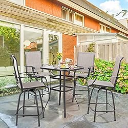 Vongrasig 5 Piece Patio Swivel Bar Set, All Weather