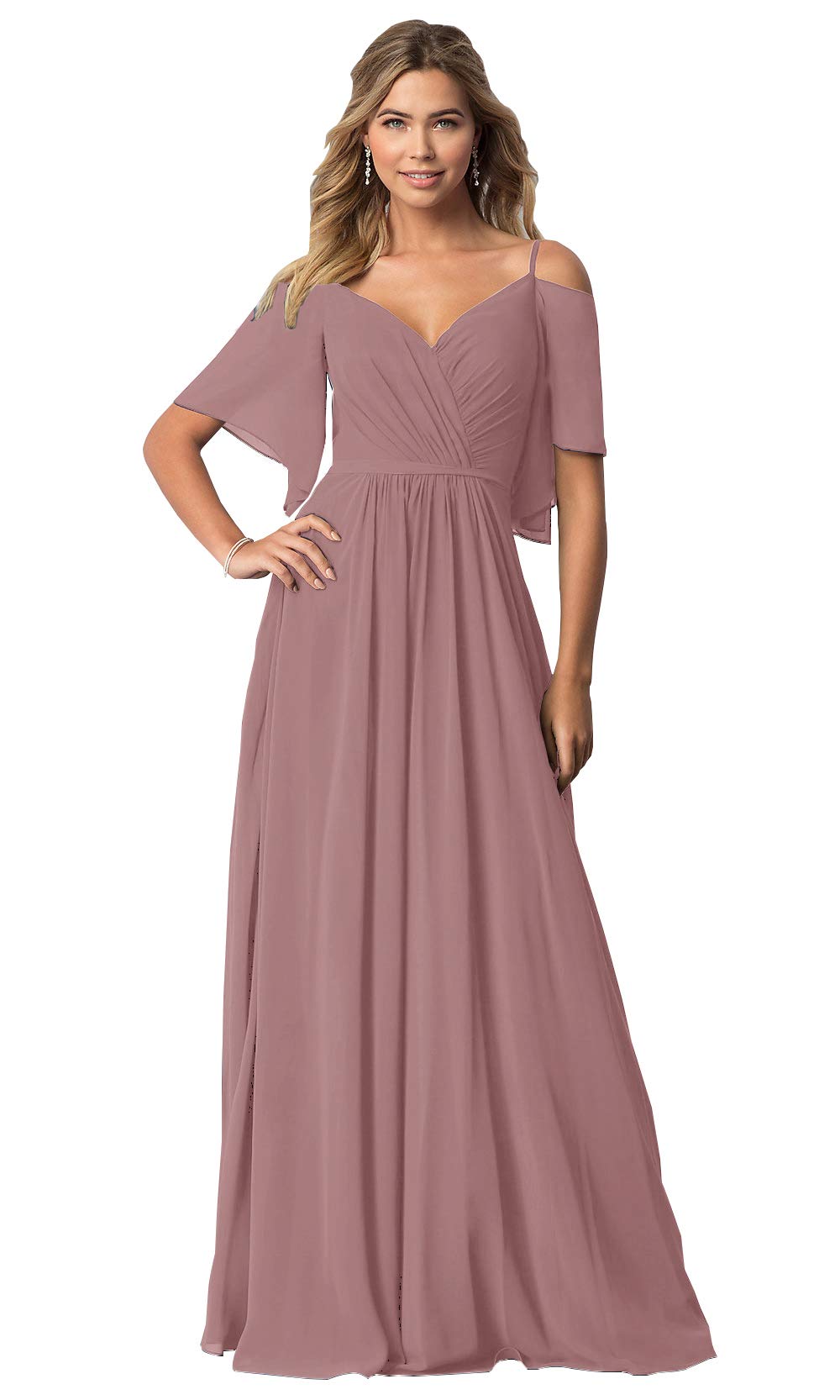 dusty rose chiffon bridesmaid dresses