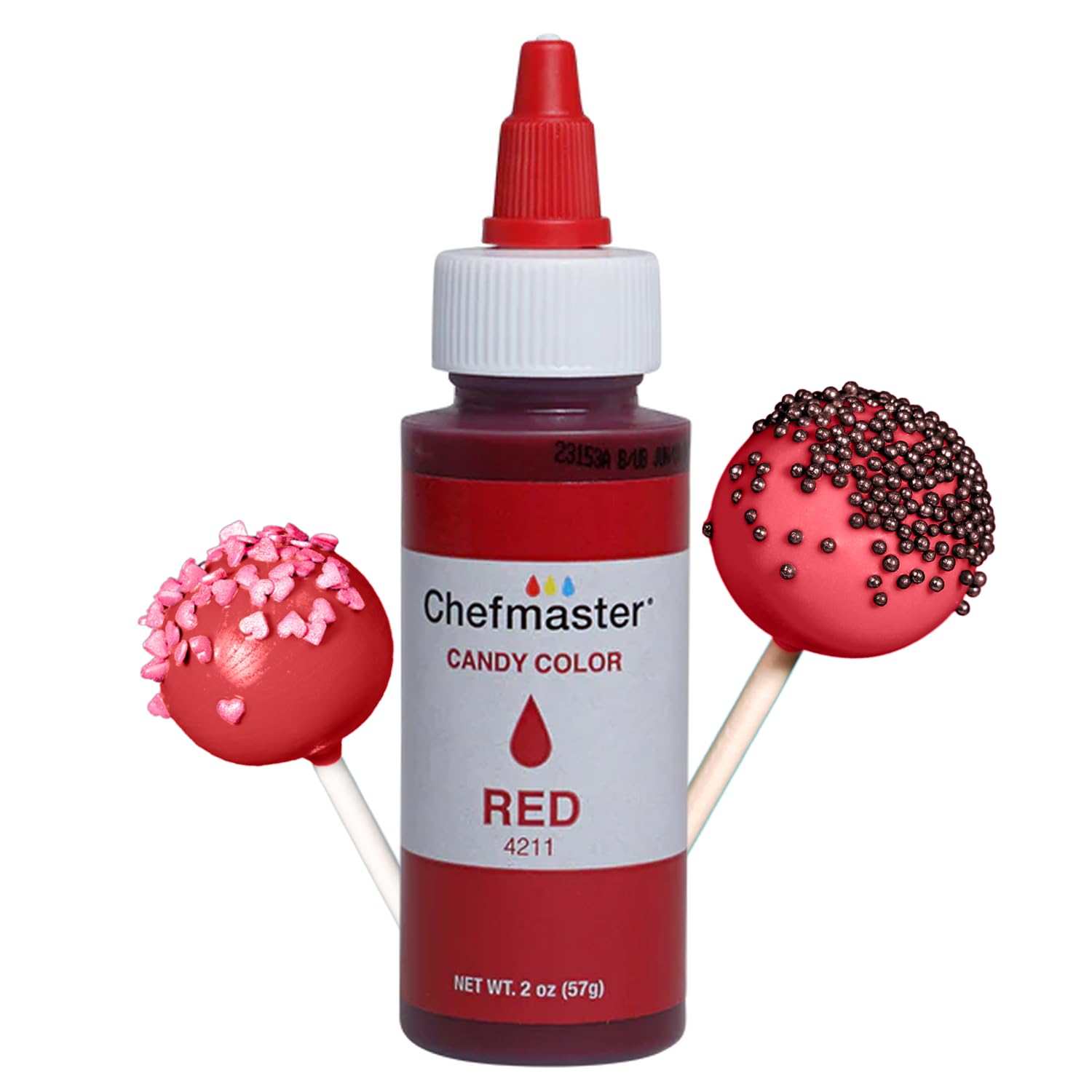 Photo 1 of Chefmaster Red Candy Color | True-Tone Shades | Oil-Based | Professional-Grade Dye | Chocolate, Strawberries, Cake Pops | Decorating | 2 oz