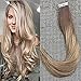 Full Shine Tape in Hair Extensions 14 Inch Real Human Hair Tape in Extensions Balayage Color 10 Light Brown Fading to 14 Golden Blonde Hair Extensions Invisible Seamless Tapes Ins 20 Pieces 50 Grams