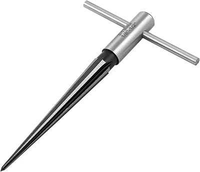QWORK Tapered Reamer 1/8in to 1/2in 3mm-13mm Straight Flute T Handle