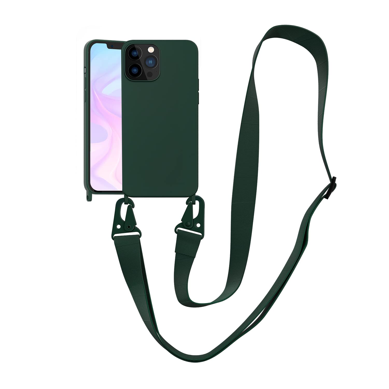 VooDirop Crossbody Case for iPhone 14 Pro, Soft Silicone TPU Phone Necklace Case with Nylon Strap, Crossbody Protective Phone Cover Compatible with iPhone 14 Pro — image 1