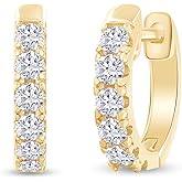 Huggie Hoop Earrings for Women 2MM Round Moissanite Diamond Cuff Earrings in 18K Gold Plated Trendy Jewelry Gifts For Her