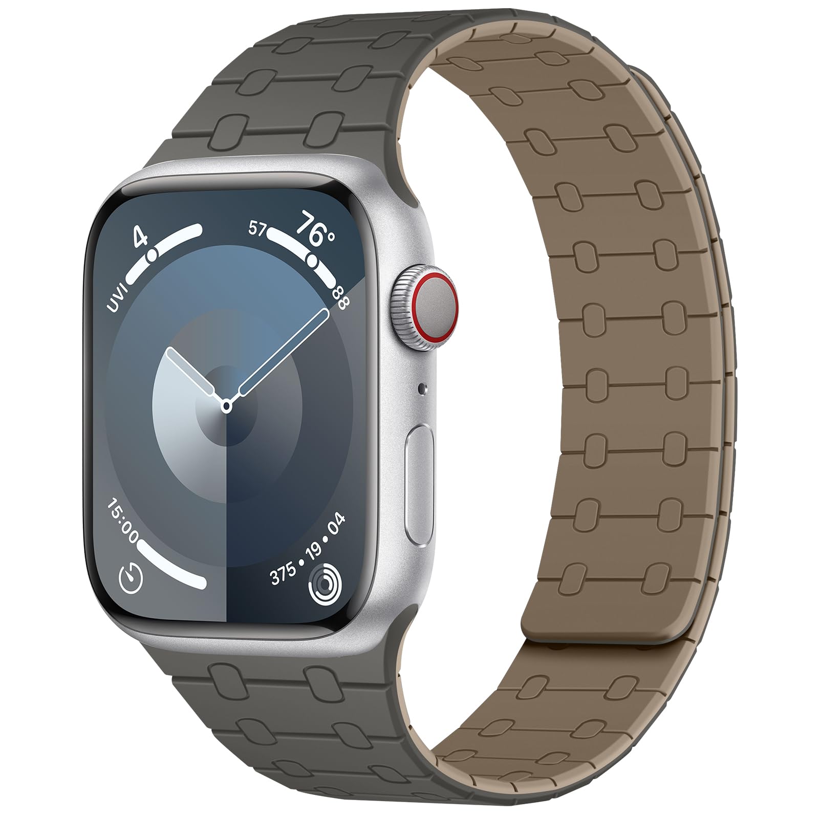Amizee Magnetic Straps Compatible with Apple Watch Band 49/46/45/44/42/41/40/38mm Women Men, Sport Silicone Strap for iWatch Ultra 3/2/1 Series 11 10 9 8 7 6 5 4 SE3/2/1 (42/41/40/38, Gray Coffee)