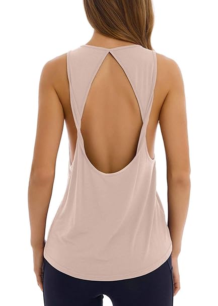women's open back workout tops