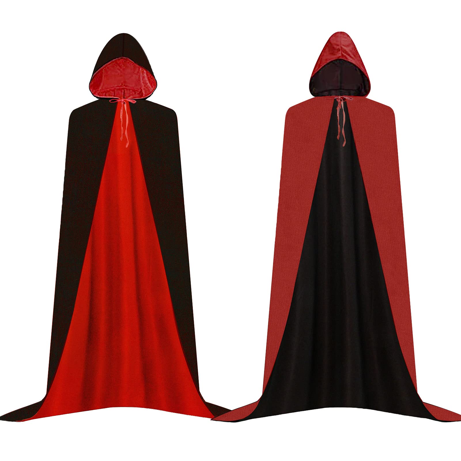 Jackcell Vampire Cloak Holloween Black Red Hooded Reversible Cape, Unisex Witch Capes for Cosplay Party,Chirdren kids costume (Small-90cm long for Children)