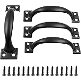 Zorveiio 4Pcs 6&rdquo; Metal Door Handles Bow Handle, Black Door Pulls Vintage | Barn Door Handles for Furniture Cabinets Kitchen Drawer Dresser Gate
