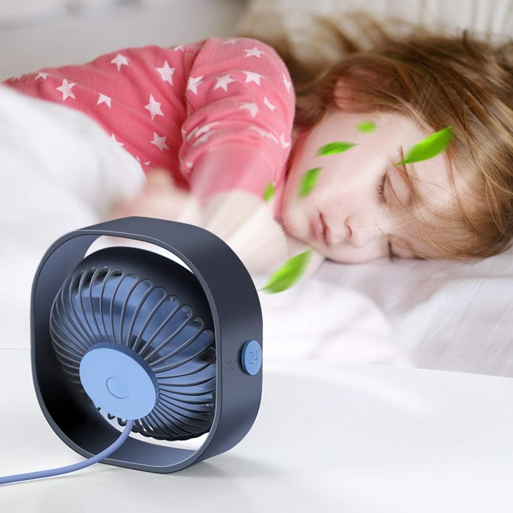 SmartDevil Small Personal USB Desk Fan,3 Speeds Portable Desktop Table Cooling Fan Powered by USB,Strong Wind,Quiet Operation,for Home Office Car Outdoor Travel (Navy Blue): Kitchen & Dining