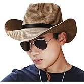 Men Cowboy Sun Hat Foldable Straw Hat Classic Western Newsboy Cap Summer Wide Brim Roll Up Raffia Cowboy Hat