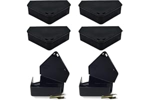 Lockable Mouse Bait Station, Heavy Duty Reusable Bait Box for Indoor and Outdoor Use, Tamper Resistant Design, 6 Pack with 2 