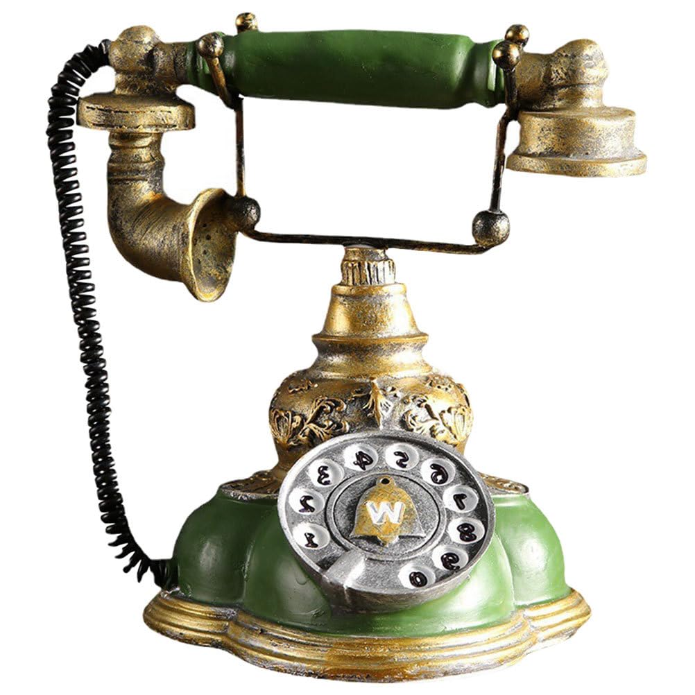 Photo 1 of Amosfun Retro Rotary Dial Desk Telephone Resin Vintage Rotary Dial Landline Phones Home Office Decoration Supply