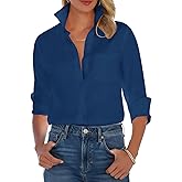 Button Down Shirts for Women Long Sleeve Dress Shirt Wrinkle Free Collared Work Shirt Casual Office Blouse Top
