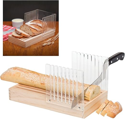 Amazon Com Wood Bread Slicer Guide Kitchen Tool Loaf Toast Cutter Mold Slicing Cutting Gift Kitchen Dining