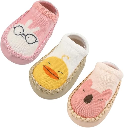 Amazon Happy Cherry ベビーシューズ ファーストシューズ ショートタイプ 出産祝い 誕生日祝い 女の子 男の子 ソックス 3セット ファーストシューズ